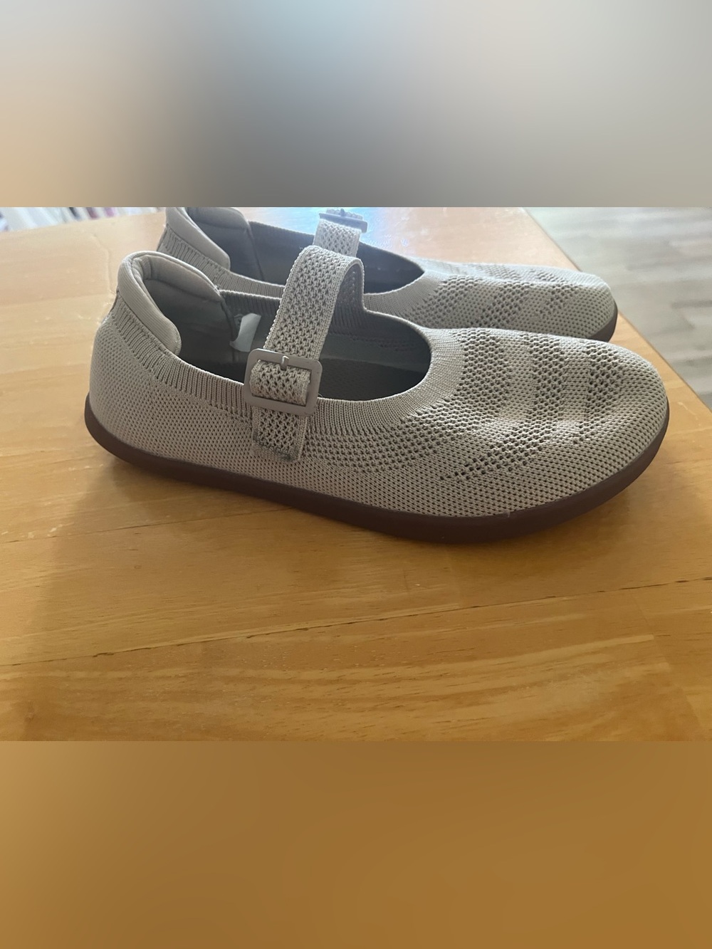 WHITIN Light Gray Knit Mary Jane Shoes